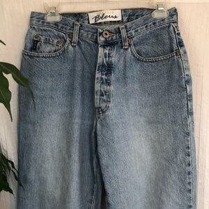 Vintage EXPRESS BLEUS SZ 5/6 regular light wash straight leg denim jeans